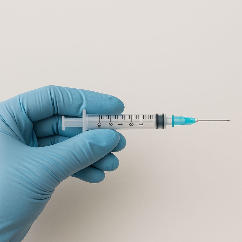 Holding 3 mL Luer Lock Syringe with Needle